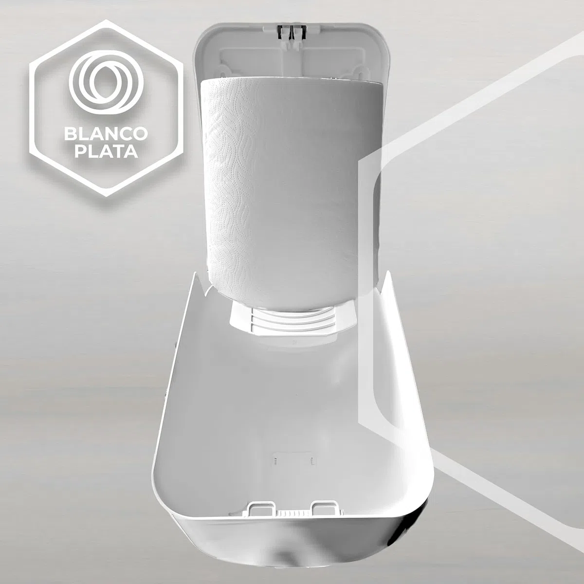 Blancoplata- Dispensador Papel Secamanos para Bobinas de Mecha en contínuo de máximo 210mm, Incluye Llave de Seguridad, Resistente y Duradero.