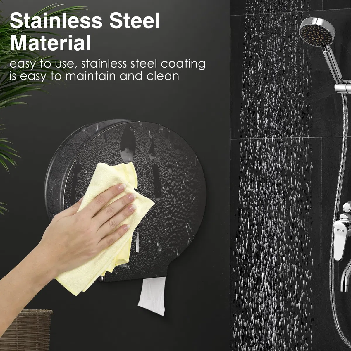 Tissting Dispensador de Papel higiénico Jumbo para Rollo de 9, Soporte de Papel higiénico Comercial para Montaje en Pared con Estante, Soporte dispensador de Toallas de Papel con Bloqueo (Black)