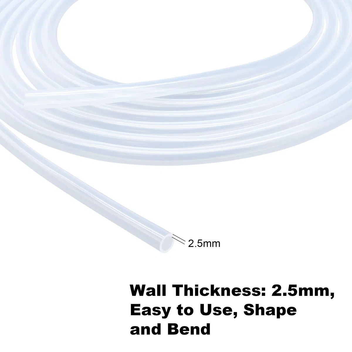 Tubo de silicona transparente, manguera de grado alimenticio, tamaño 20 mm x 25 mm, longitud 2,5 m, grosor 2,5 mm, tubo de silicona de goma flexible para tuberías de aire/agua