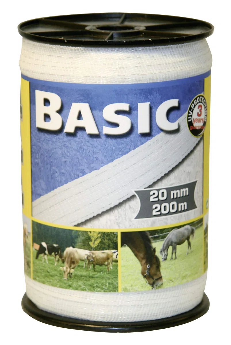 Kerbl Corral TR-CRL0505 Basic Fencing Tape - White, 20 mm x 200 m