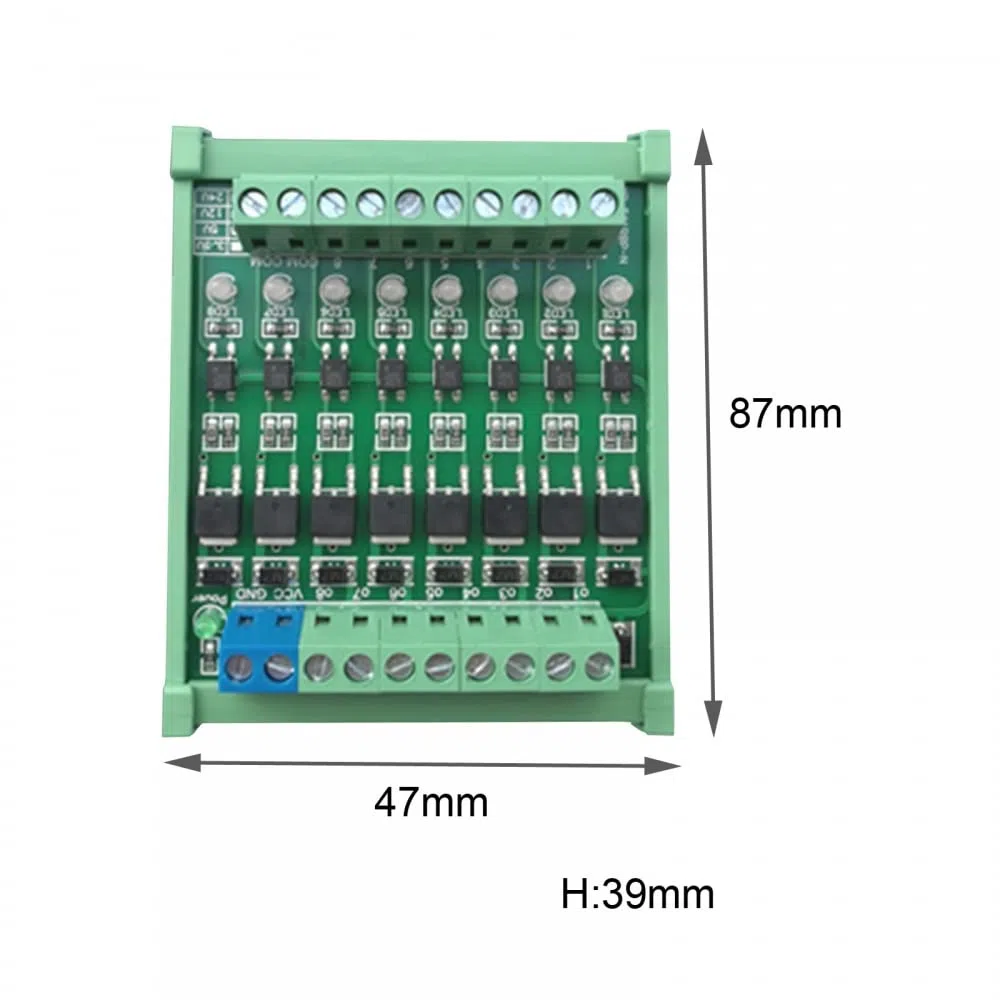 Placa de circuito del amplificador del PLC de 8 canales, módulo aislado del optoacoplador de DC 3.3V/DC 5V de la placa de circuito del amplificador del PLC