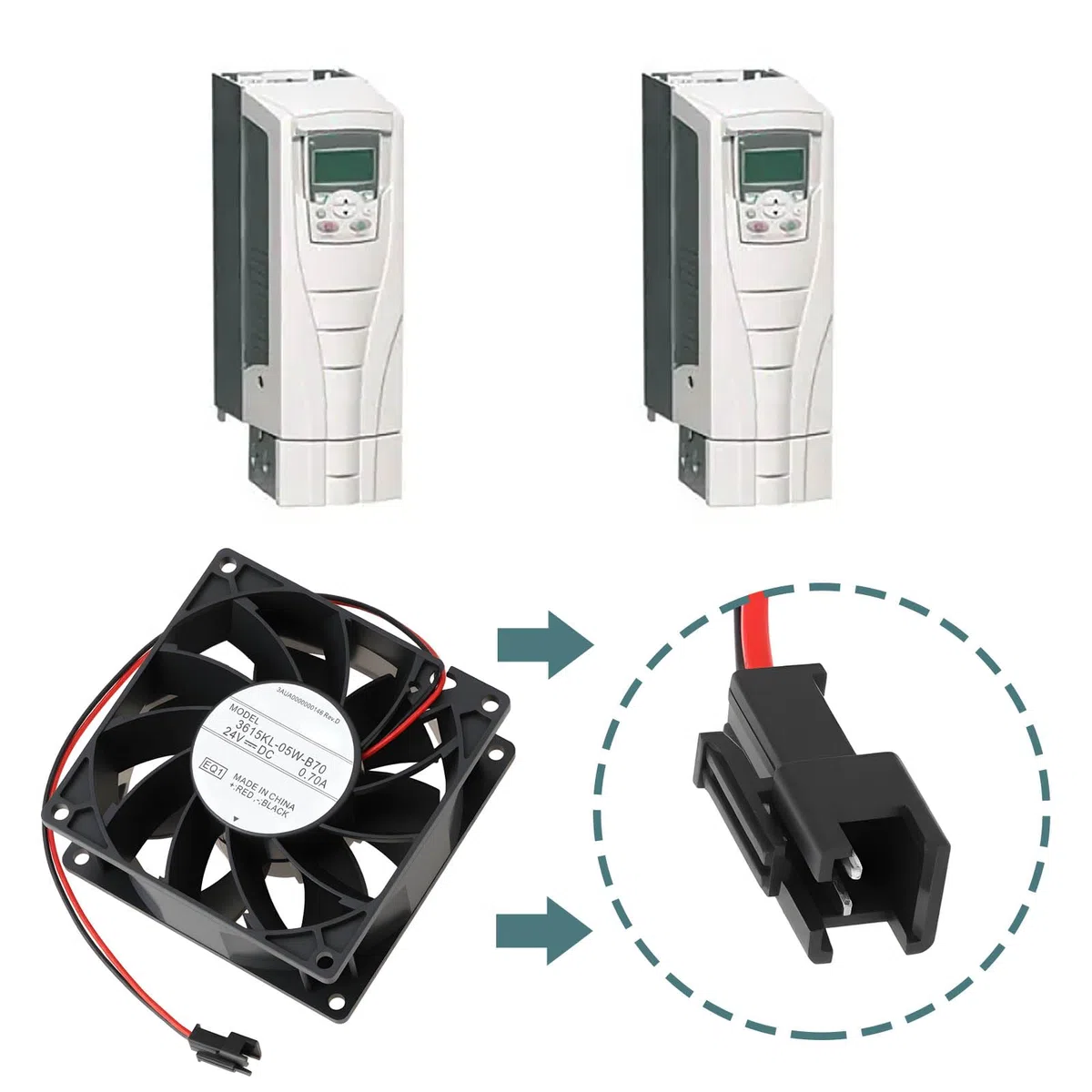 Ventilador Especial Inversor E1 3615KL-05W-B70 24 V 0,7 A Compatible con ACS510/550 9 X 3,8 Cm