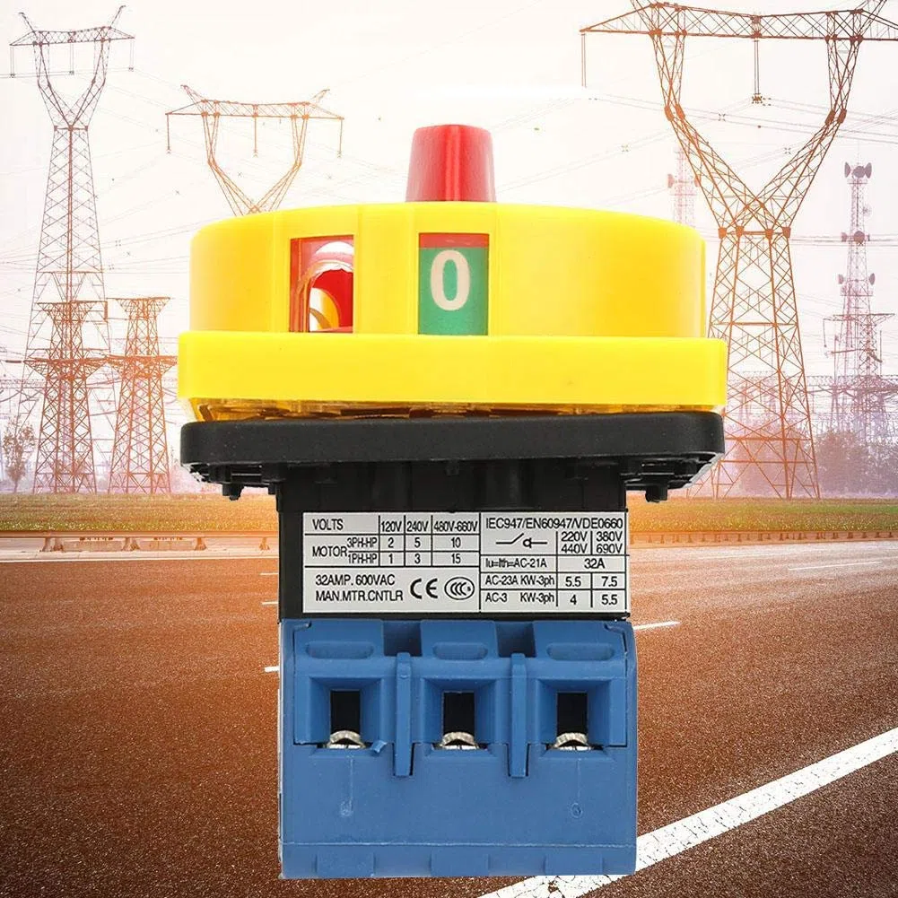 Interruptor Trifasico Rotativo,Interruptor de cambio de leva giratoria, interruptor de disyuntor de carga de 25 A / 32 A Interruptor de encendido y apagado de leva giratoria de 3 polos y 2 posiciones