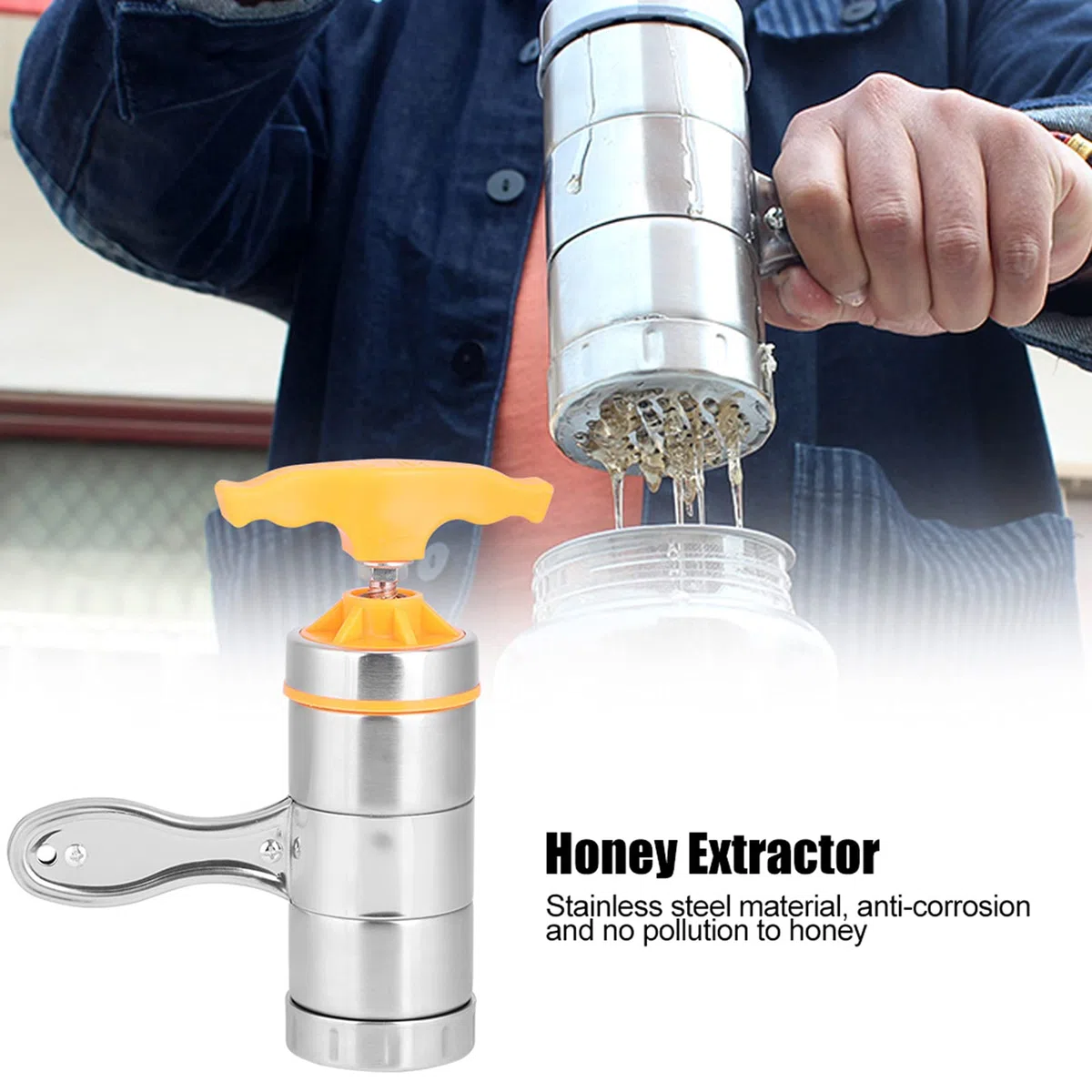 Extractor de miel, equipo extractor de miel, extractor de miel manual Extractor de miel portátil de acero inoxidable, miniexprimidor de miel herramienta exprimidora