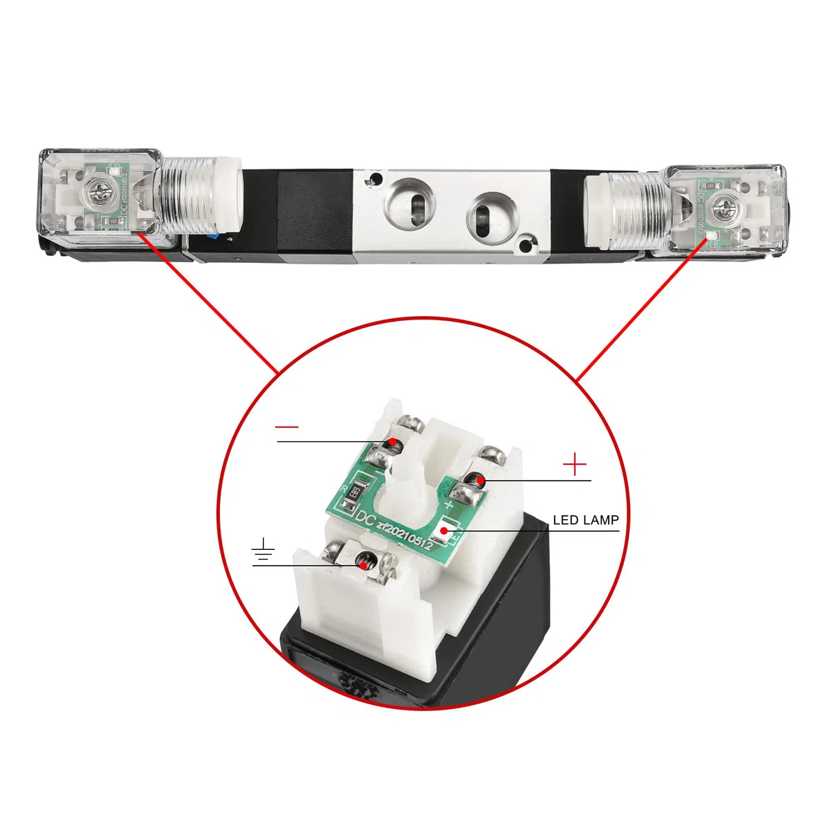 Heschen Válvula solenoide neumática eléctrica, 4V230C-08, 12 V CC, PT1/4 pulgadas, 5 vías, 3 posiciones, CE