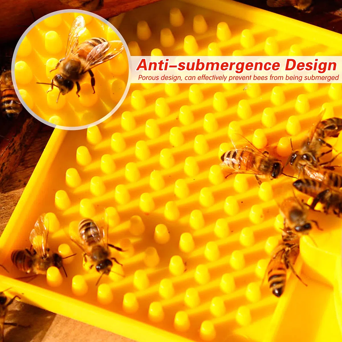 2 Piezas Comedero de Colmena de Abejas, Comedero de Entrada de Abeja, Alimentador de Agua de Abejas para Apicultura - 8.4 x 12.7cm, Amarillo