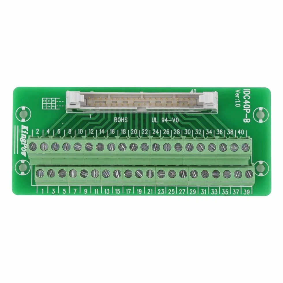 Conector de Bloque de Terminales, IDC40p Placa de Conexión de Encabezado Macho de 40 Pines Conector de Bloque de Terminales Interfaz PLC Con Soporte Para PLC Servo y Montaje En Riel DIN