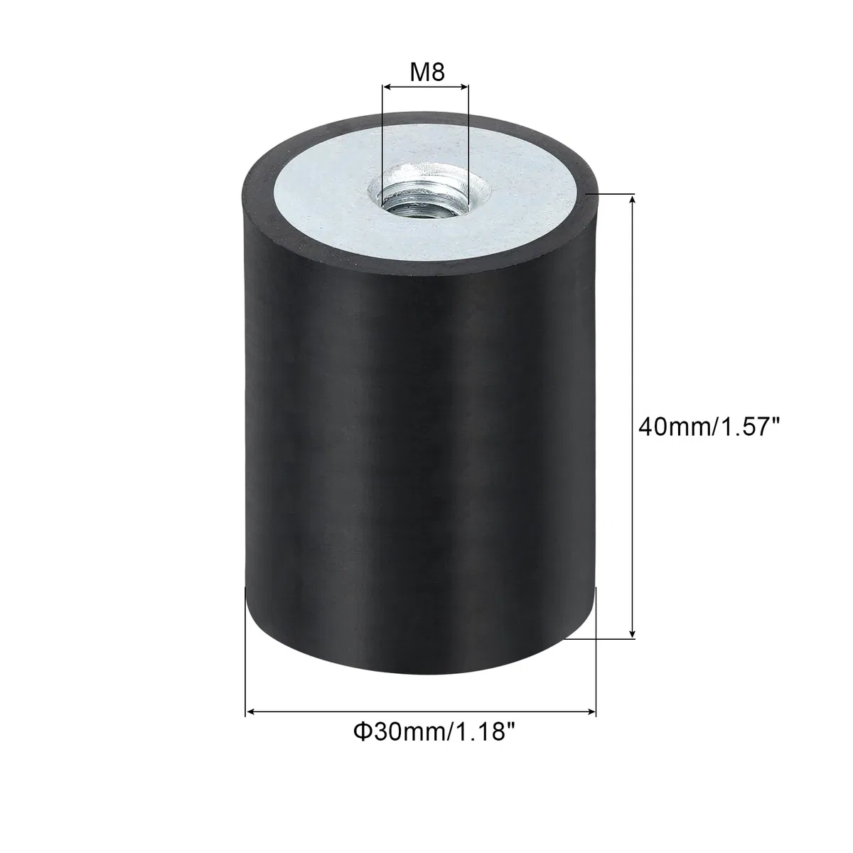 QUARKZMAN 4 casquillos roscados M8 de 30 x 40 mm, de goma, aislantes de vibraciones, reemplaza a las almohadillas antivibraciones, bloque base silencioso, plano