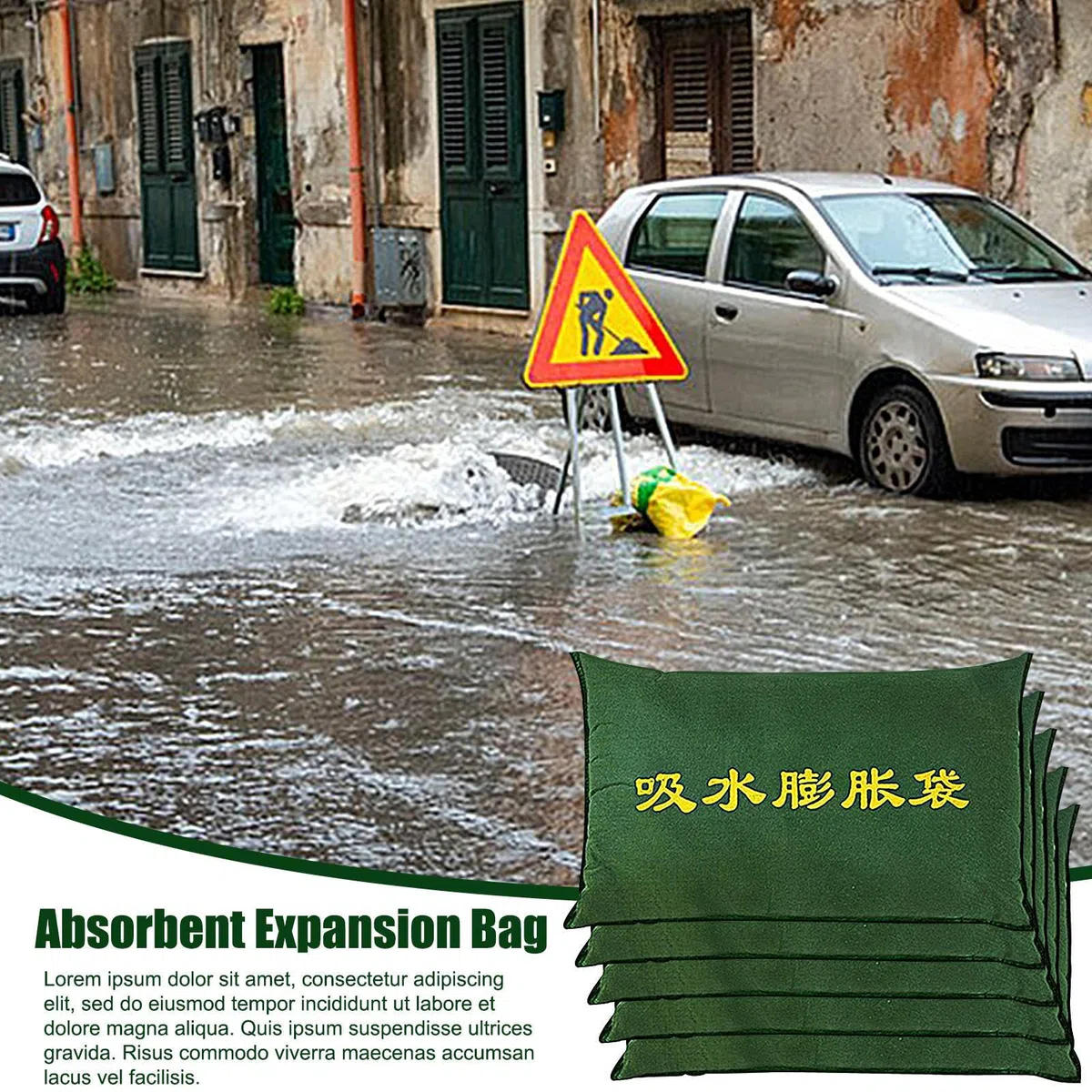 Bolsas de activadas por agua, 5 barreras de protección contra inundaciones, bolsas absorbentes de protección contra inundaciones para el sótano de la puerta del garaje, saco de