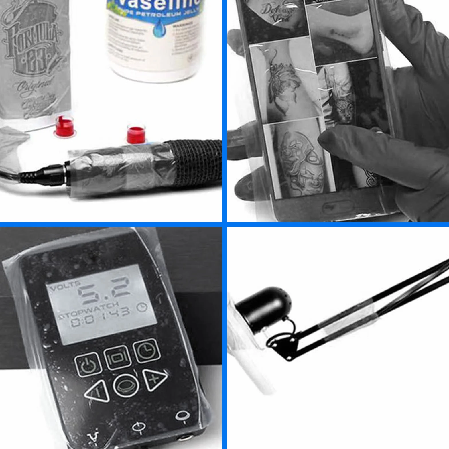 Película de barrera, lámina de barrera de tatuaje desechable, película adhesiva impermeable, película adhesiva para materiales dentales, accesorios para tatuajes, 1200 hojas/rollo de lámina (negro)