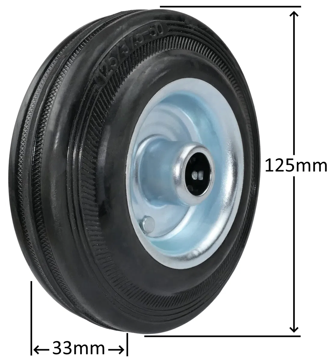 AERZETIX - C58897 - Juego de 2 ruedas de carrito carro Ø125mm con rodamiento de agujas - capacidad de carga 100 kg - color de la rueda: negro en caucho - llanta de acero