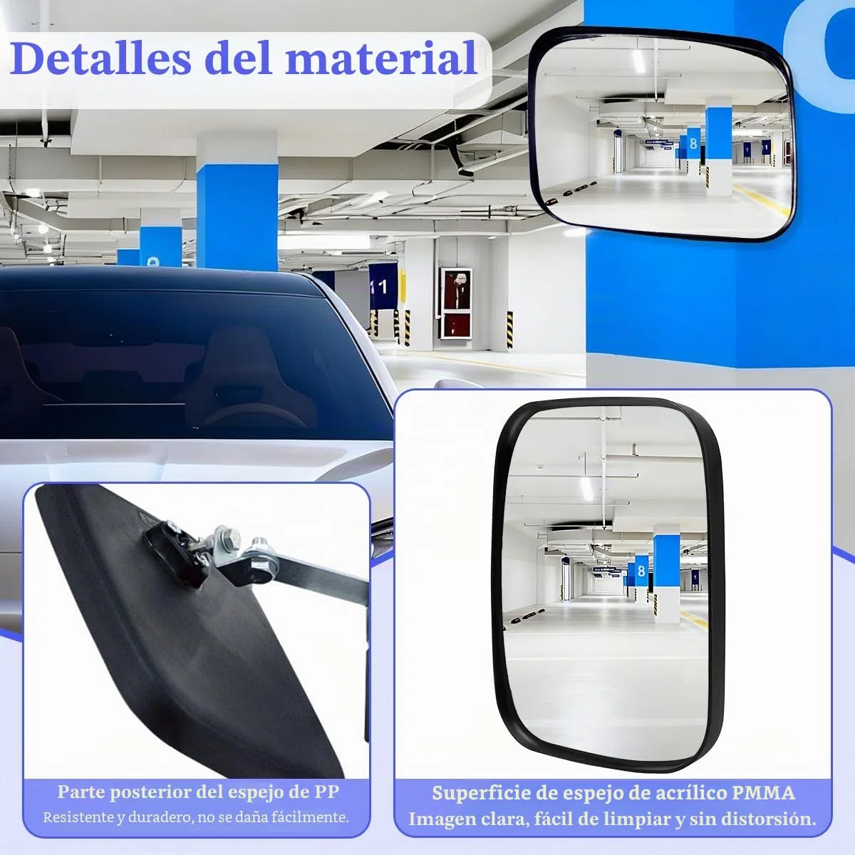 Espejo Convexo de Tráfico 19x16 cm, Espejo para Salida de Garaje con Ángulo Ajustable, Espejo Convexo de Seguridad con Gran Angular en Aparcamientos, Hospitales, Tiendas, Patios y Cruces
