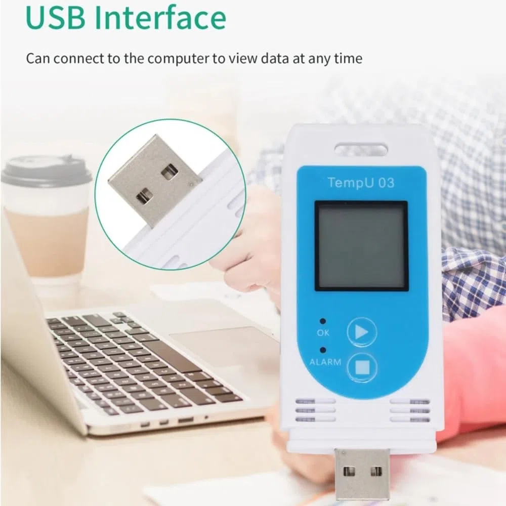 DollaTek USB con pantalla Registrador de temperatura y humedad Registrador de temperatura y humedad Registrador PDF para cadena de frío sensible a la temperatura ¿Envío