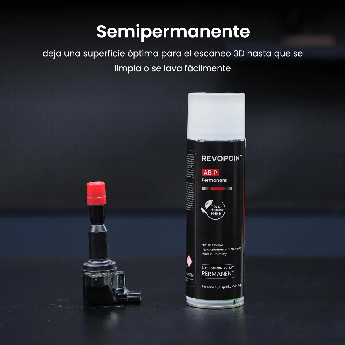 Spray para Escáner 3D, Semi-Permanente Hasta su Limpieza, para Superficies Reflectantes, Transparentes, Negras o Altamente Texturizadas, 500ml, AB-P