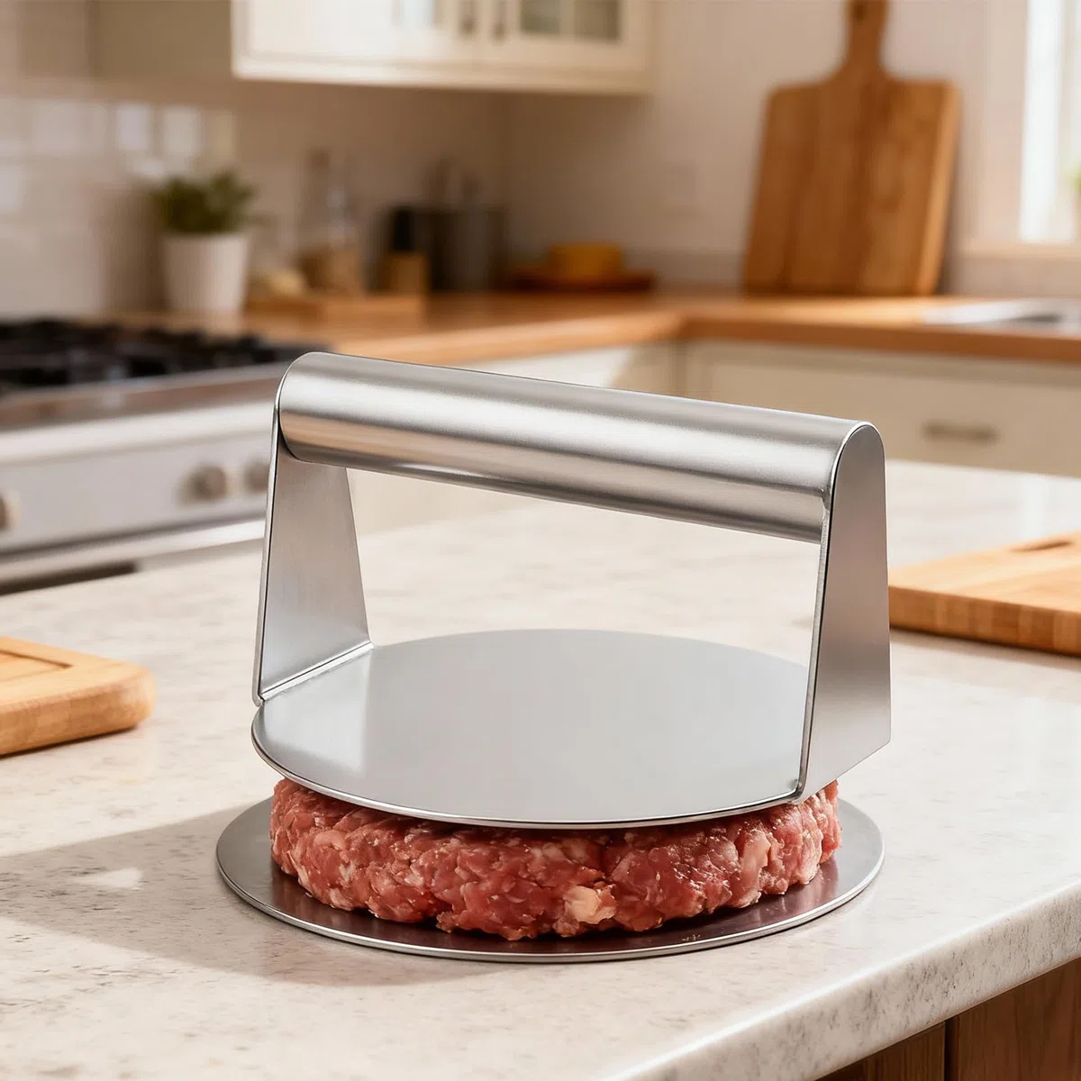 Prensa para hamburguesas, hamburguesas de acero inoxidable, prensa para hamburguesas, hamburguesas, hamburguesas, hamburguesas, prensa de carne Hambuger profesional para hacer petti de cocina