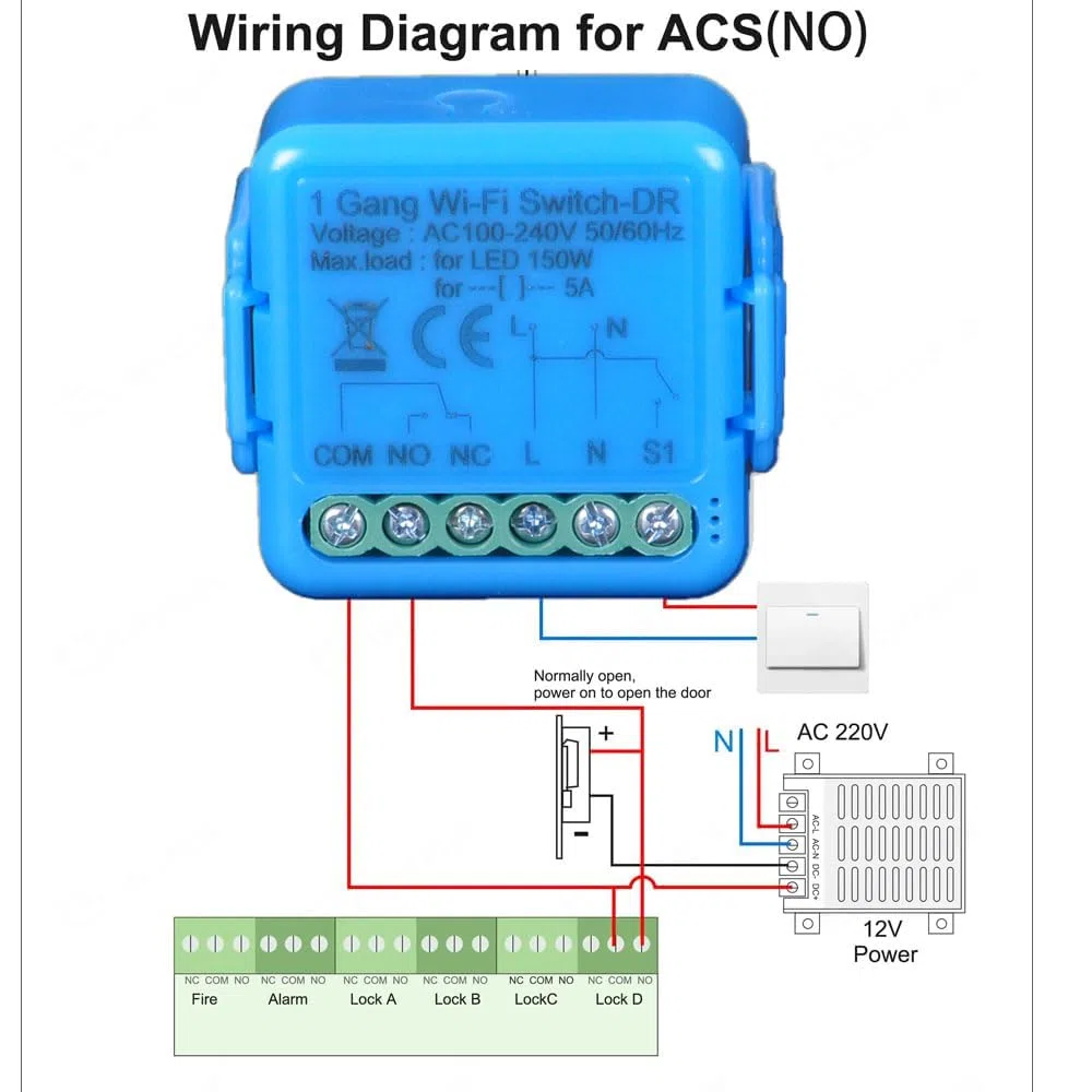 Yueyang Tuya WiFi Smart Switch 220V Relé Contacto Seco Interruptor de Control Remoto, Abridor de Puerta, Modo Pulso, Funciona con Alexa Google Home (1)