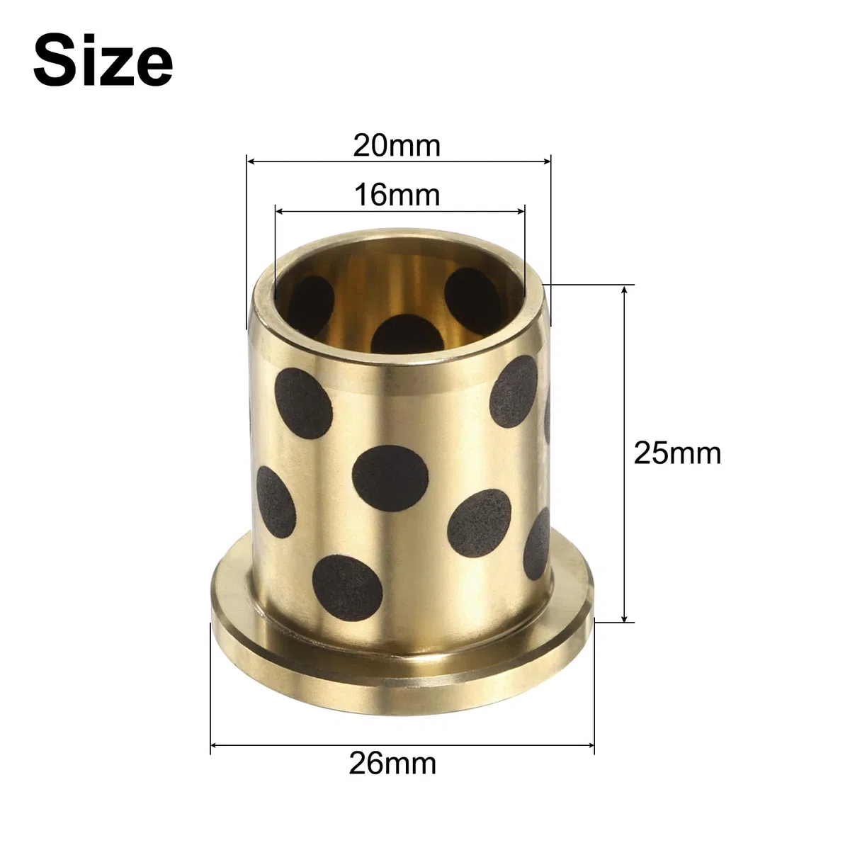 QUARKZMAN 4 Piezas de Cojinetes de Manga Bridada 16mm de Diámetro X 20mm de Diámetro Exterior X 25mm de Altura, Cojinetes de Manga de Bronce Grafito Envueltos Sin Aceite