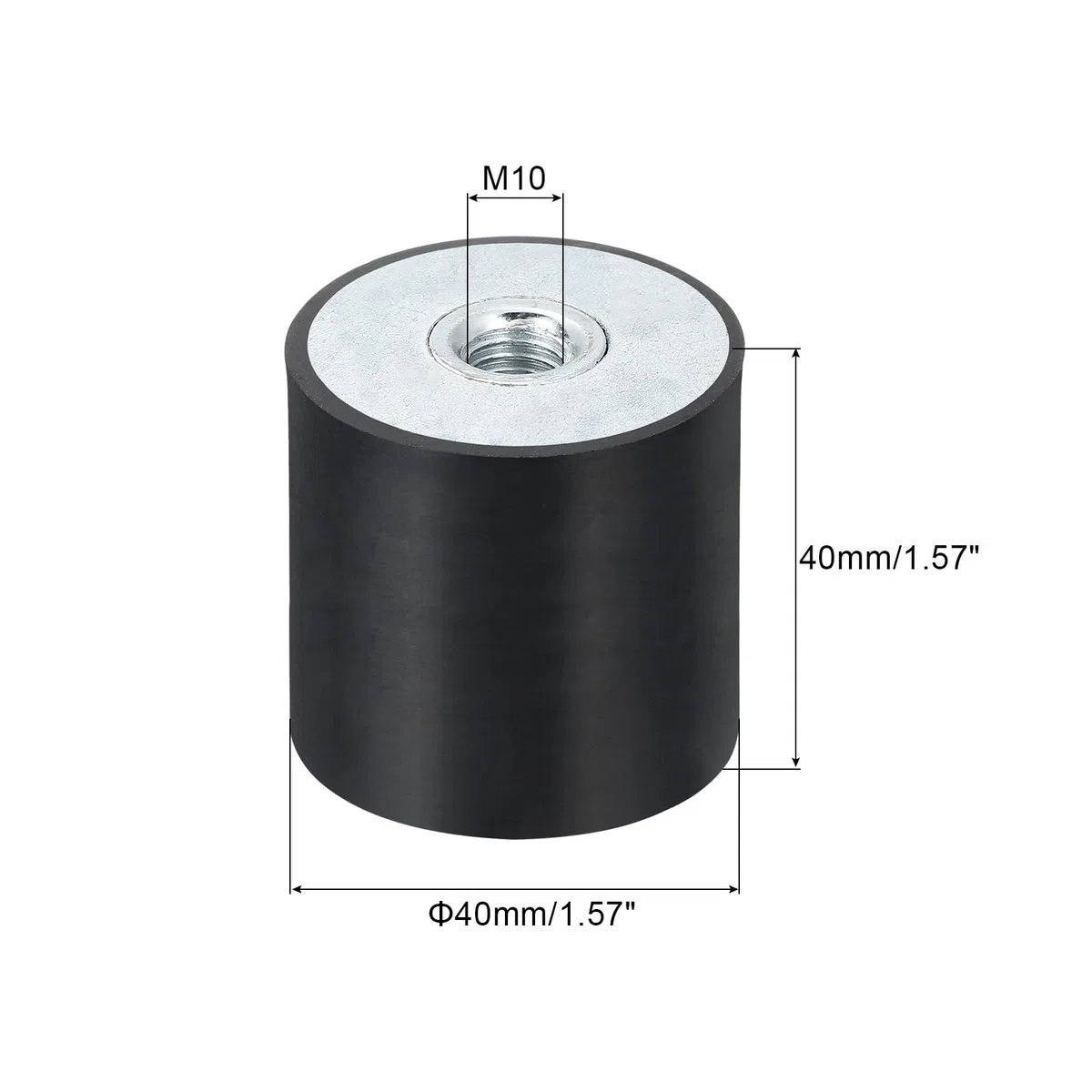 QUARKZMAN 4 casquillos roscados M10 de 40 x 40 mm, de goma, aislantes de vibraciones, sustituye a las almohadillas antivibraciones, bloque base silencioso, plano