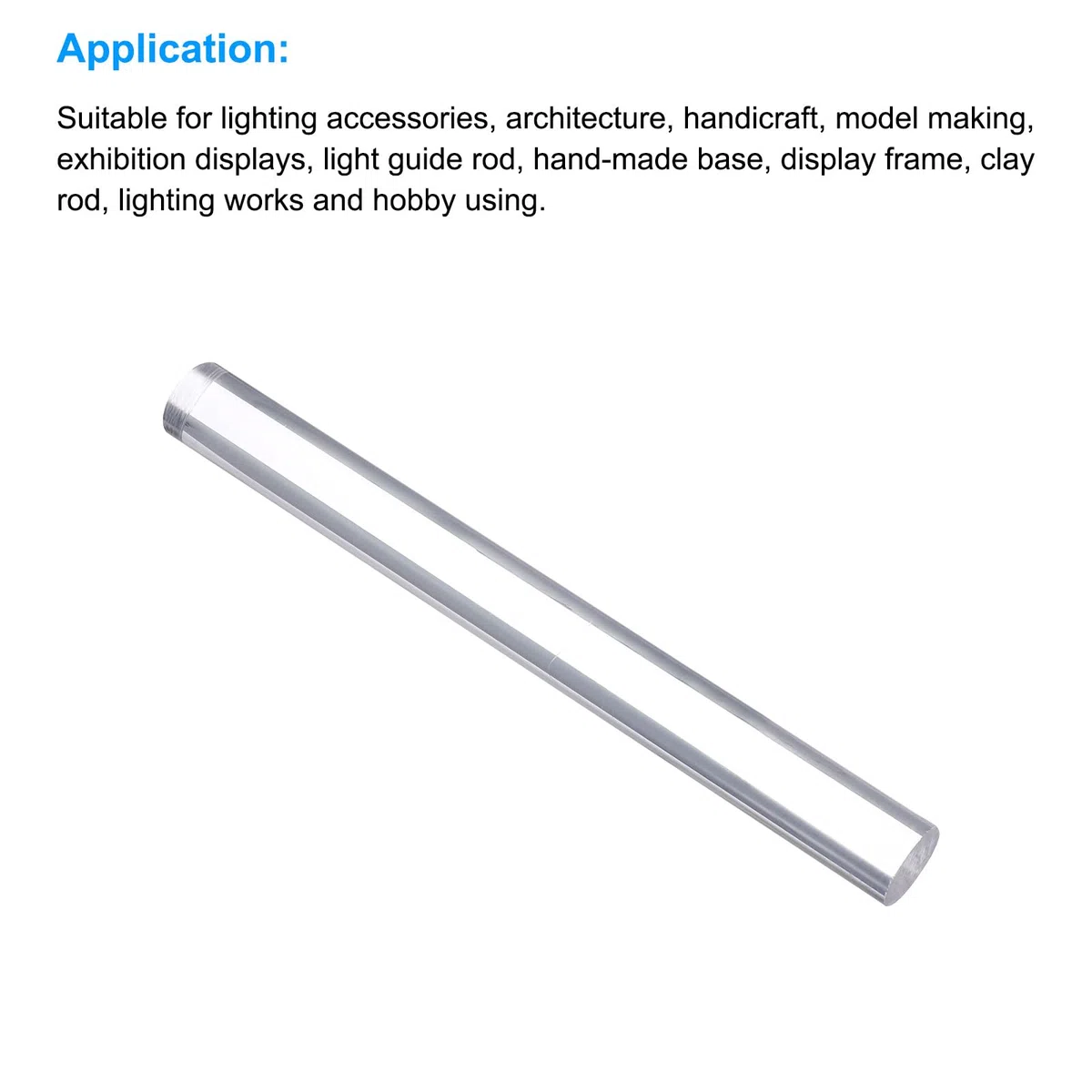 QUARKZMAN Acrílico Redonda Varilla 25mm Diámetro 10" Longitud Transparente Sólido Plástico PMMA Barra Palo Acrílico Pasador Varillas para Bricolaje Manualidades Iluminación 3uds