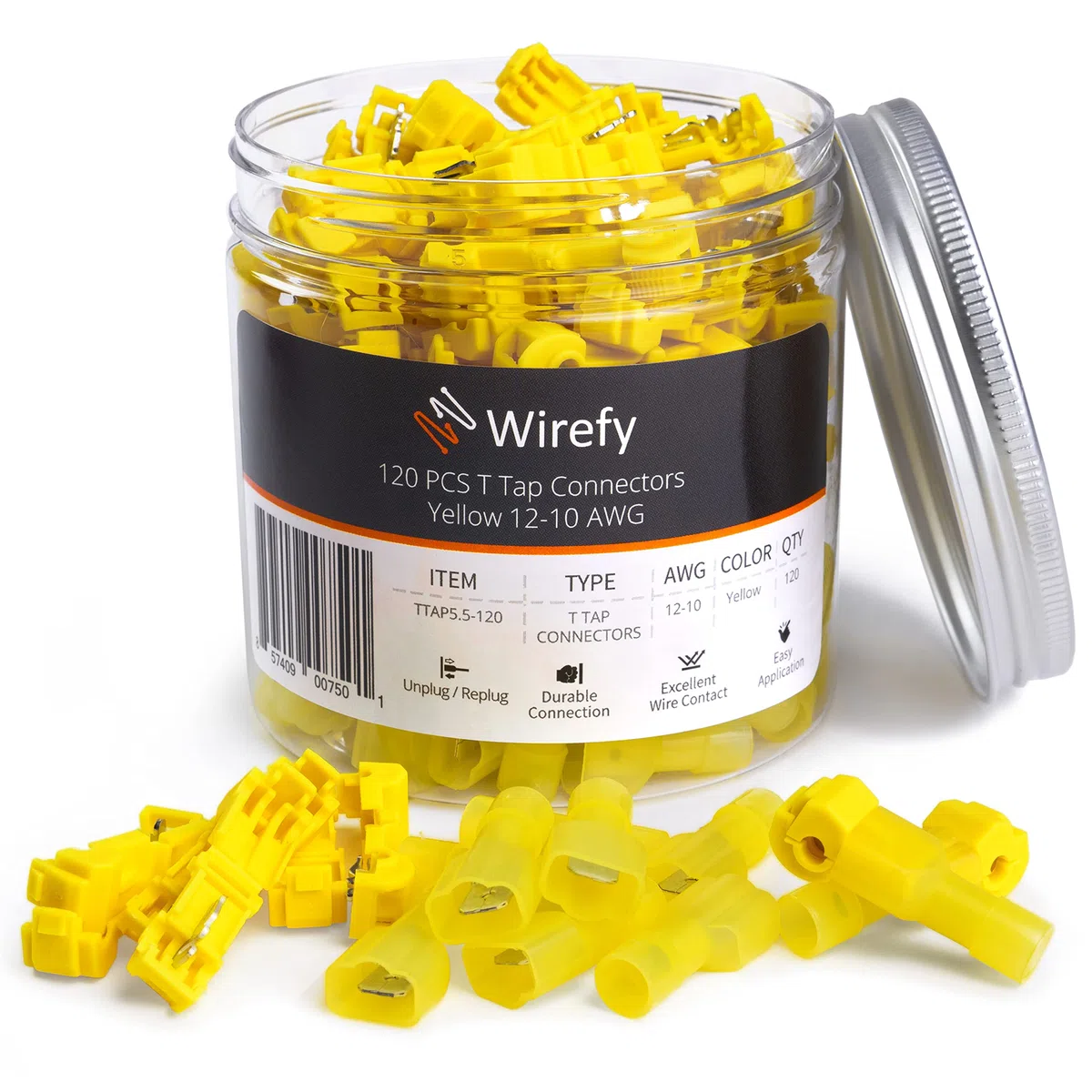 Wirefy 120 Piezas Terminales Eléctricas T Tap - Desconexión Rápida de Connectores Aislados para Automoción - 4-6 mm²