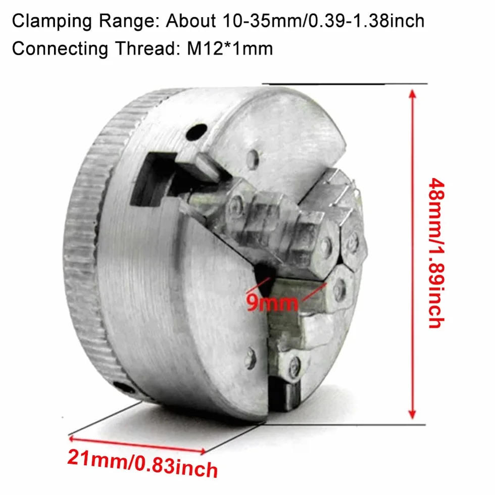 Mandril de Tres Mandíbulas,Autocentrado Torno Chuck,Micro Torno Chuck,Mandril de 3 Mordazas,M12*1 Portabrocas de Mano,Herramienta Eléctrica para Mini Mandriles de Torno