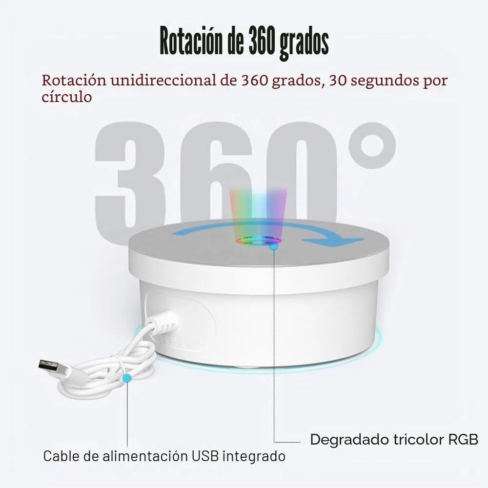 Soporte de exhibición LED Giratorio, Base de luz LED Redonda, silenciosa y automática de 360 Grados para estatuas de Cristal, Bolas de Cristal, Copas de Cristal, Colecciones, Figuras, Joyas y Arte