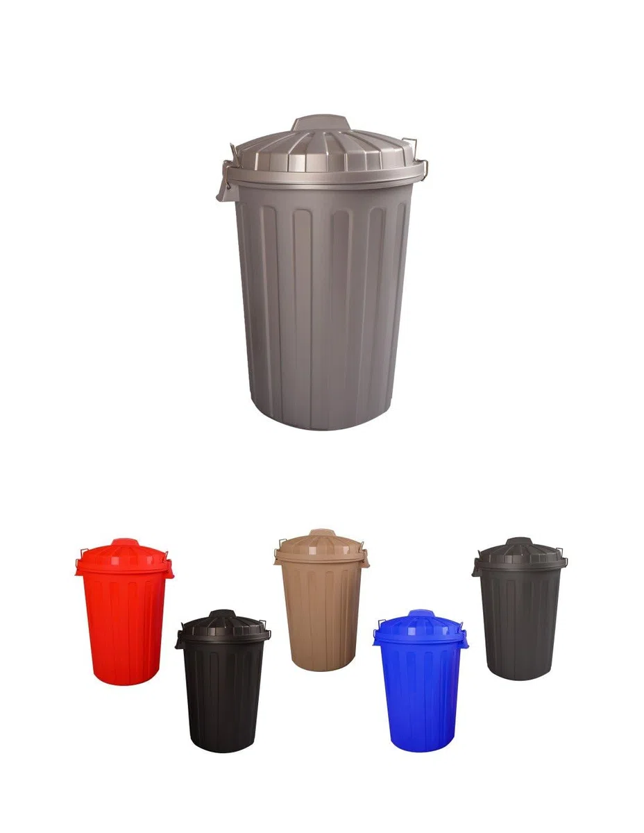 JARDIN202 - Cubo Basura Diseño Moderno de plástico con Tapadera | Cubo Resistente almacenaje y Reciclar | 100 litros (Plata)