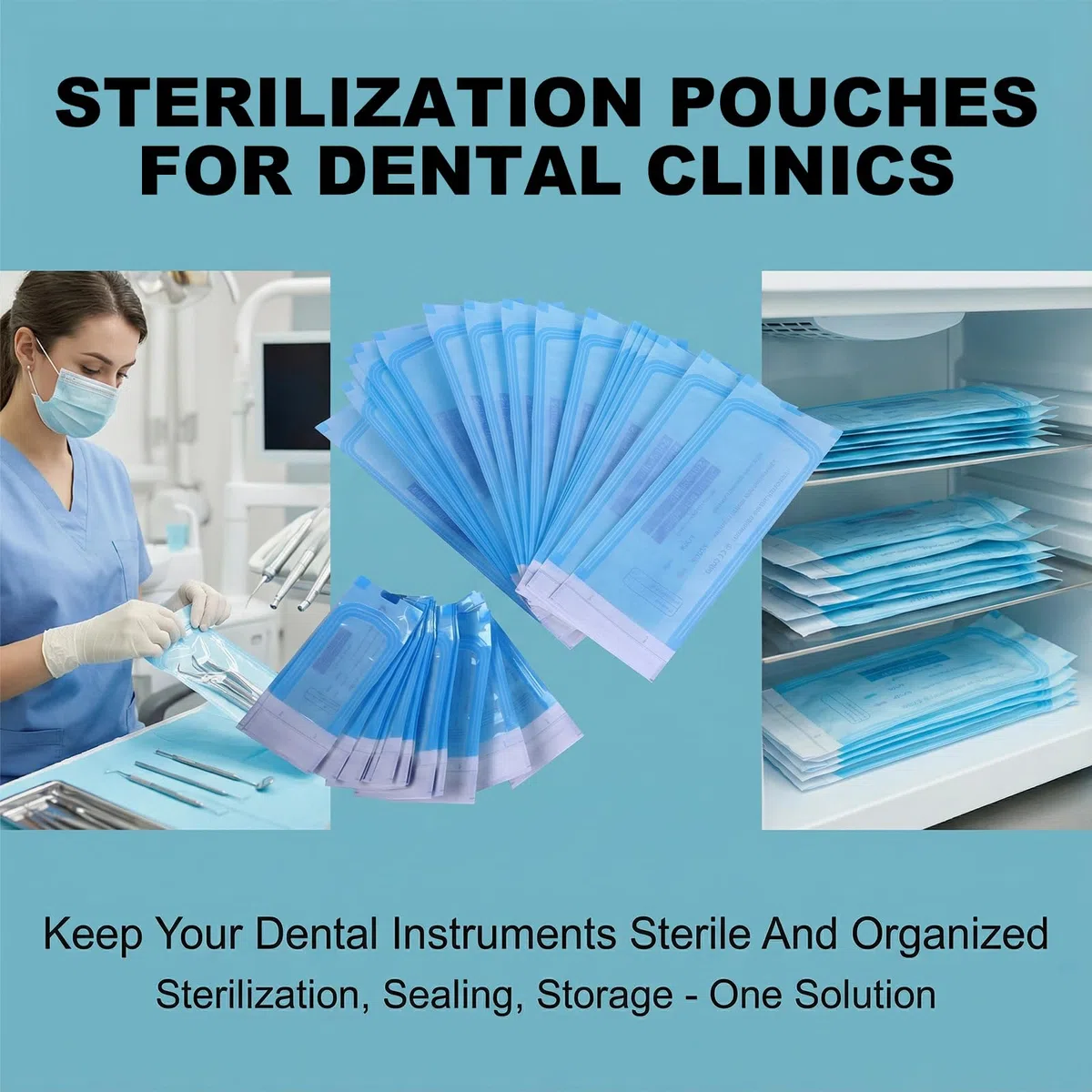 400 bolsas de esterilización, bolsas de esterilización sin pliegues laterales, 90 x 260 mm, bolsas de esterilización autoadhesivas para herramientas de limpieza, bolsas de esterilización para