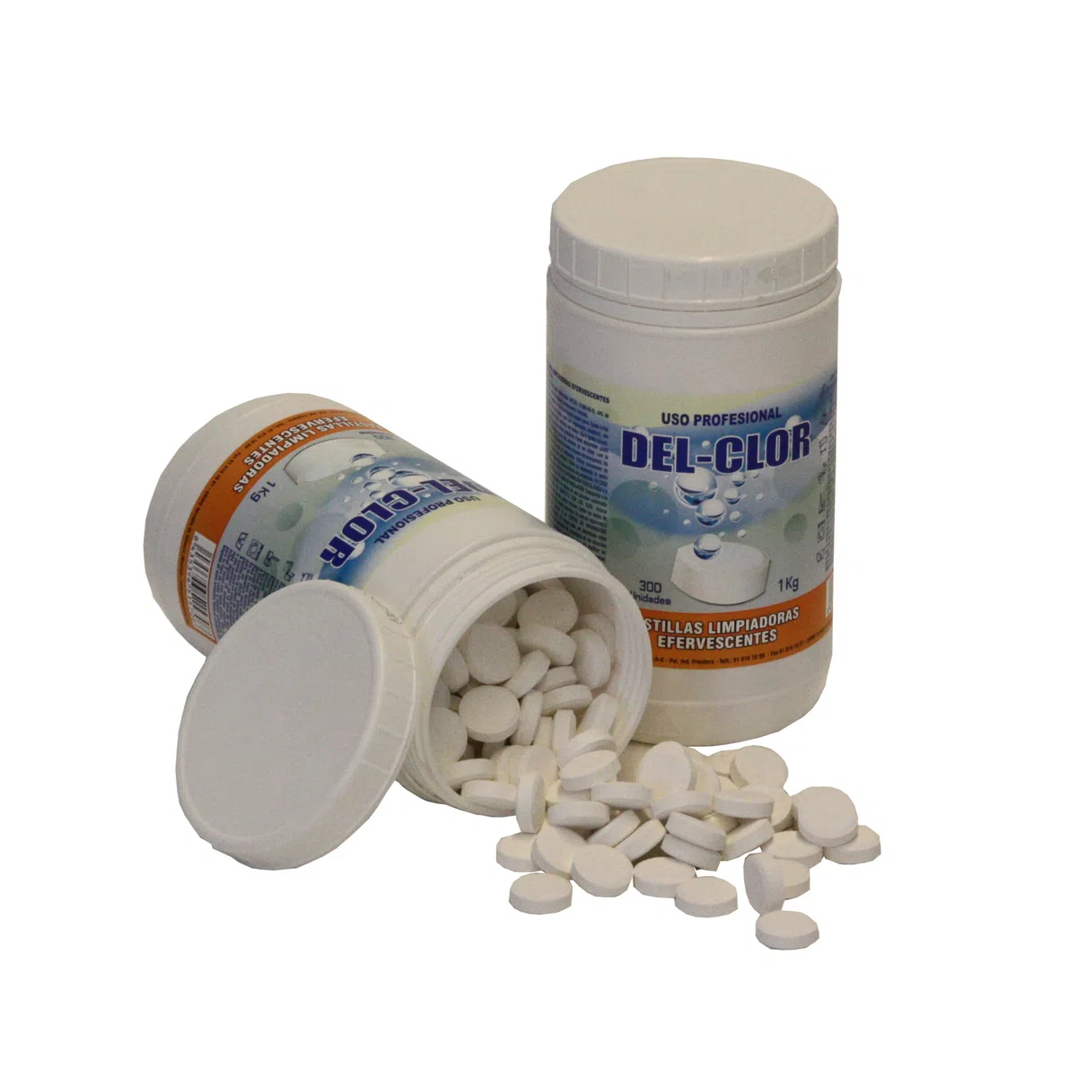 Lejía en pastillas. Bote de 300 pastillas limpiadoras efervescentes, blanqueadoras y eliminadora de olores. 1 kg.