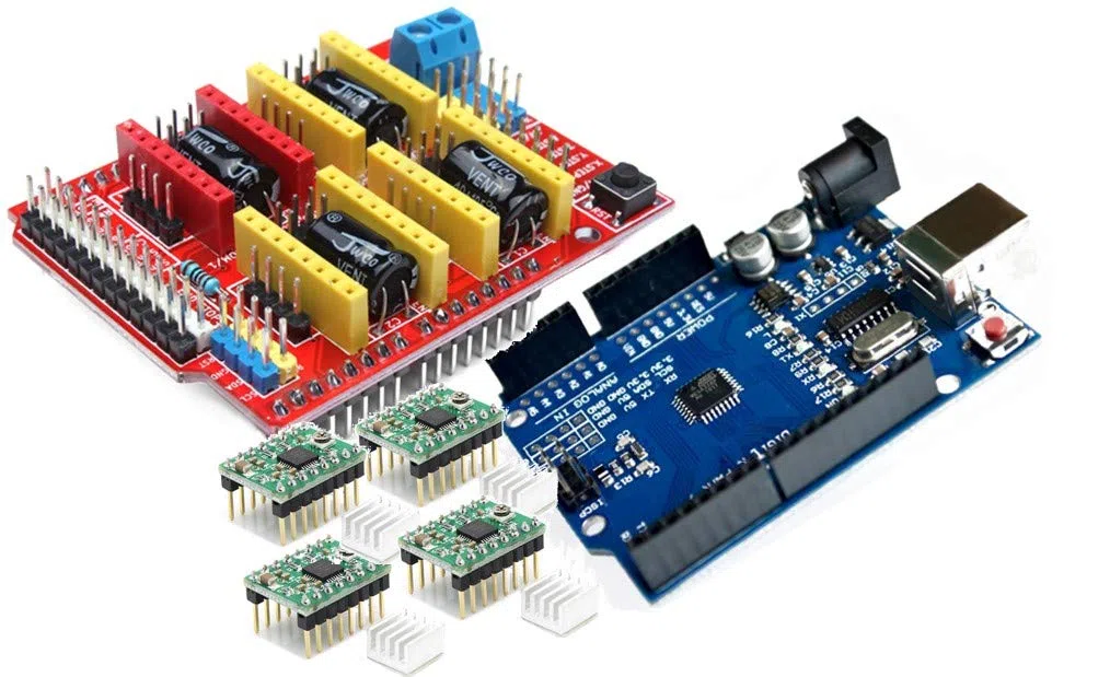 【3D printer kit】 CNC Shield V3.0 + Development Board + 4pcs Stepper motor controller A4988 with heat sink for 3D printer