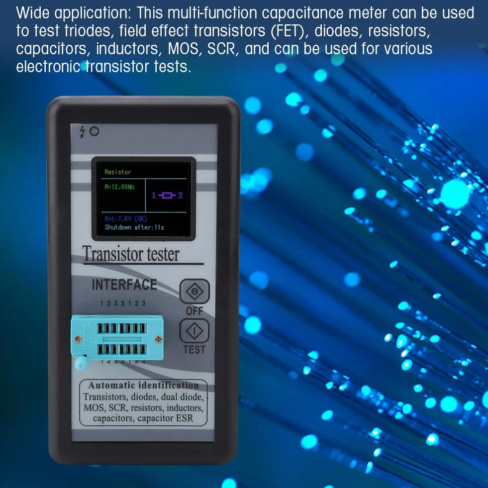 Probador de Transistores M328 Digital 0,5 A 50mΩ Probador de Componentes Multifuncional, Kit Electrónico de Pantalla LCD Para Capacitancia de Resistencia
