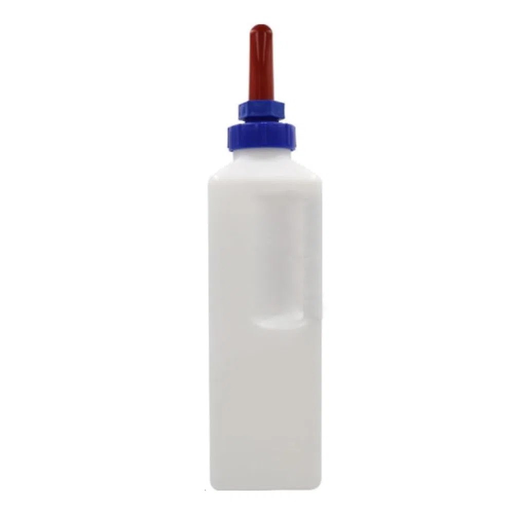 Biberón de alimentación para terneros con tetina de silicona, alimentador vertical de leche de becerro de 3 litros con asa para vacas, corderos, granjas, ganado, suministros de alimentación