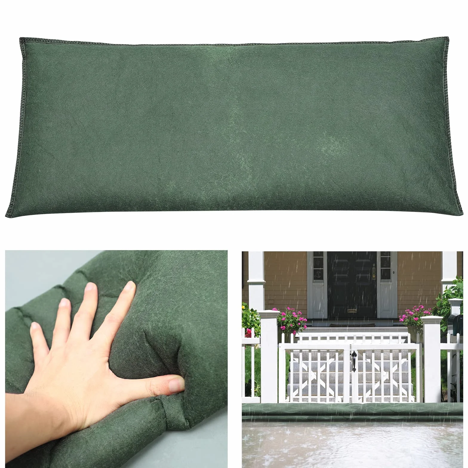 Barreras contra Inundaciones Activadas por Agua, Barreras contra Inundaciones Absorbentes de Agua Asequibles, Barrera de Agua sin Arena Reutilizable de Tela No Tejida, Bolsa contra(2 uds/25 * 150cm)