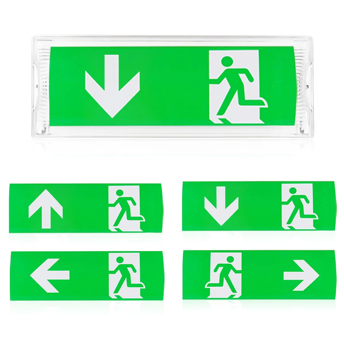 LED-Notbeleuchtung: IP65 Impermeable Iluminación De Emergencia, Lámpara De Salida LED Con Batería De Rescate 3h, Luminaria De Salida De Rescate Con 4 Pictogramas Para Todas Las Instalaciones