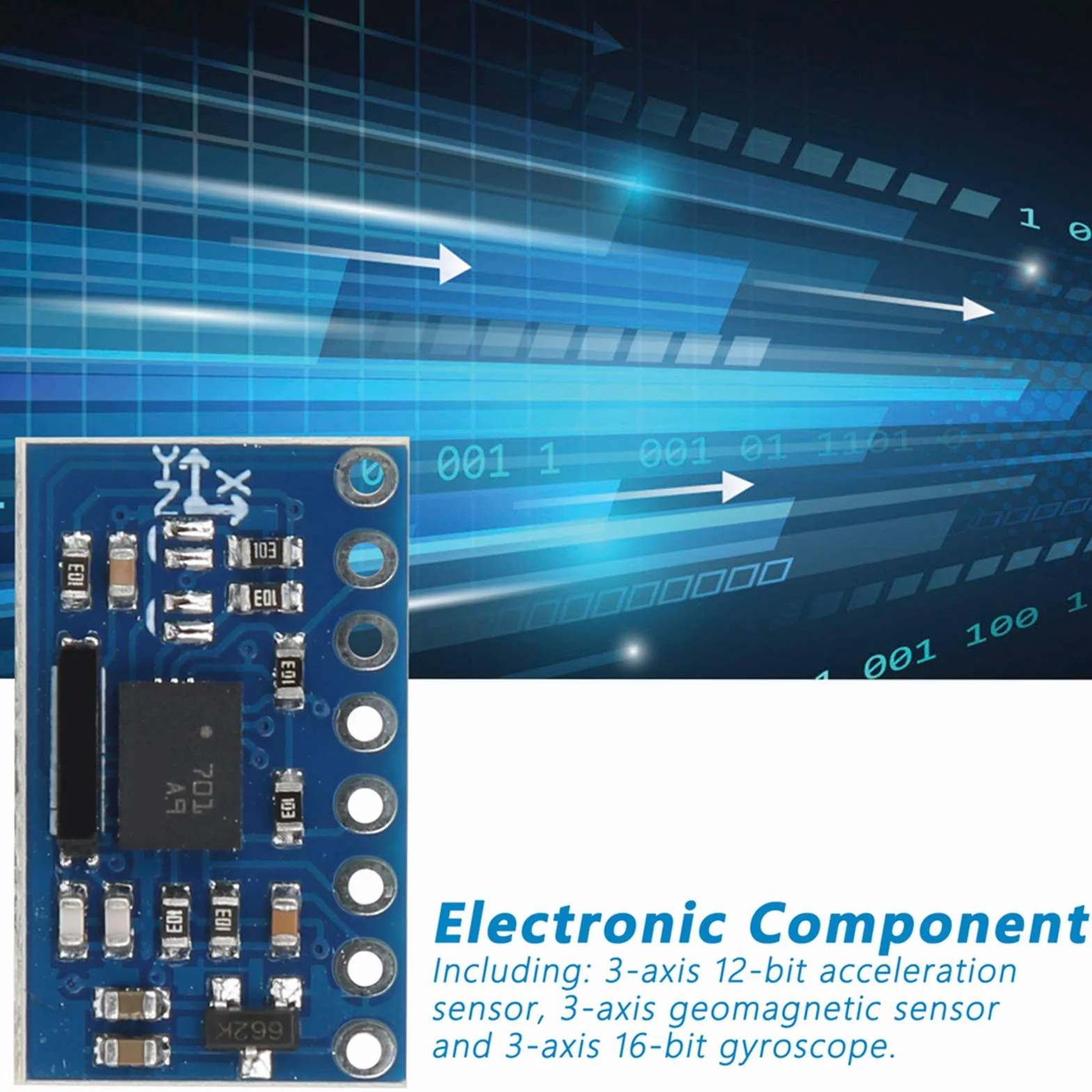 Sensor de 9 Ejes, Alta Precisión y Fácil Integración, Módulo Giroscopio Acelerómetro Magnetómetro, for Ingenieros Robótica, Drones y Dispositivos de Seguimiento Deportivo
