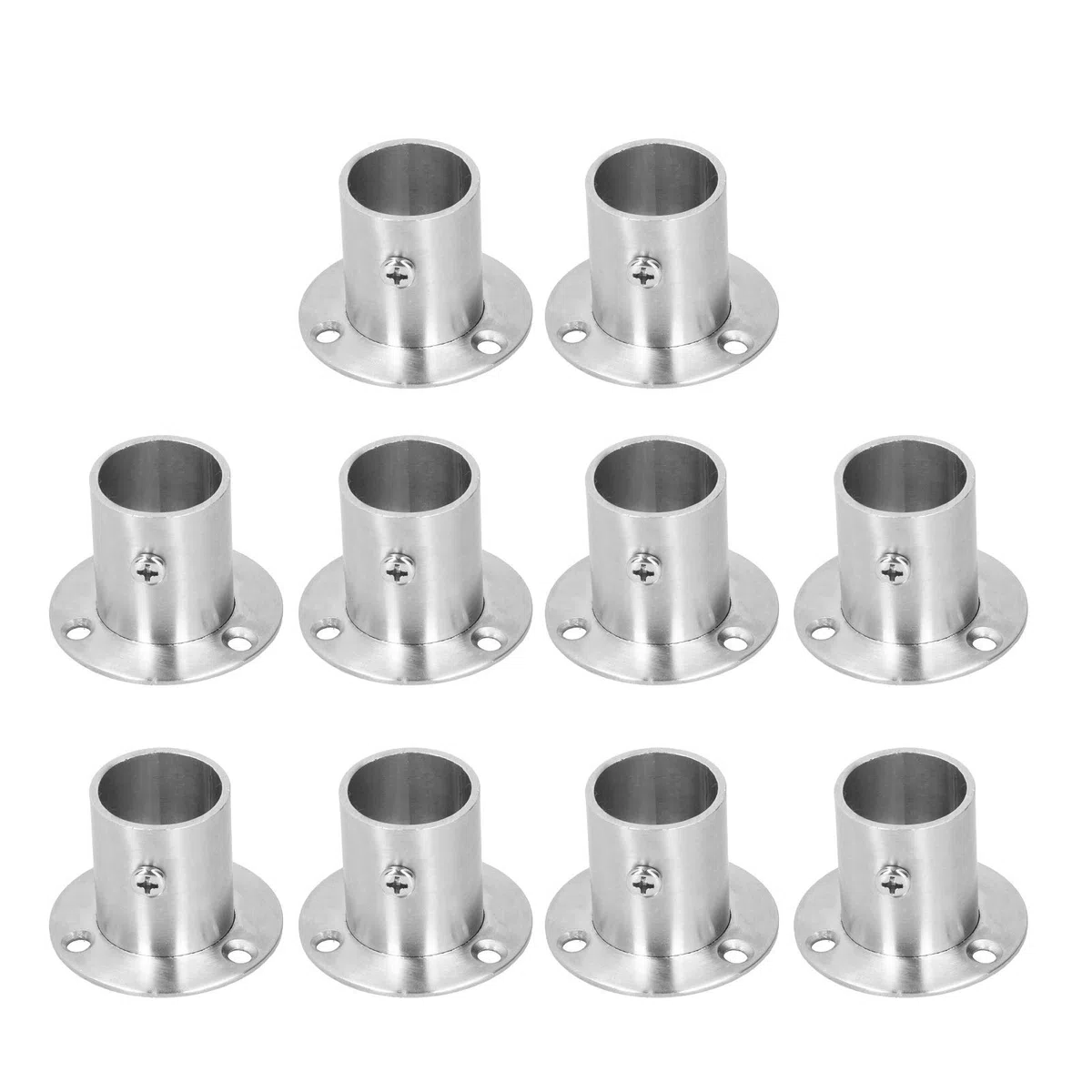 10 Piezas Bridas de Acero Inoxidable, Soporte para Tubería y Barra de Ropa 25mm, Conexión Resistente para Armarios, Base de Tubería Gruesa, Fácil Instalación - Incluye Tornillos