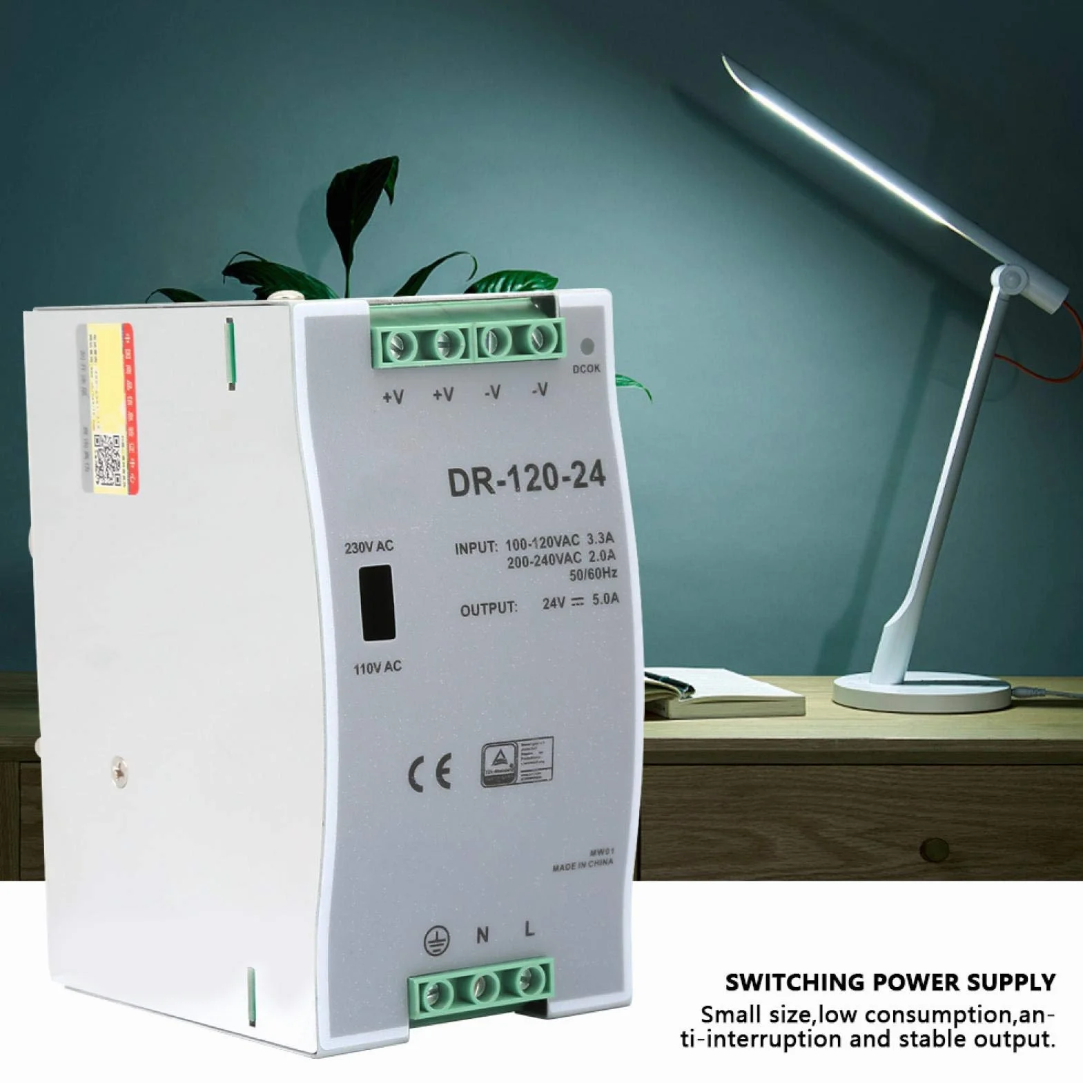 100~240V 24V 5A 35mm Fuente de alimentación de conmutación de carril DIN Eficiente AC/DC Carril DIN industrial Fuente de alimentación de 120W Modulación de ancho de pulso para industrial