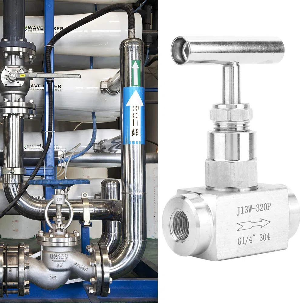 Válvula de Aguja Recta de Alta Presión Válvula de Aguja Recta de Rosca Hembra BSPP de Acero Inoxidable para Transmisión de Agua, Aceite y Combustible (1/4in)