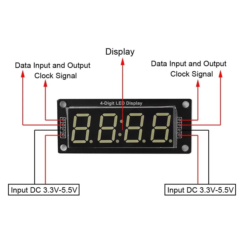 5pcs TM1637 0.56 pulgadas pantalla blanca tubo digital, módulo de control de pantalla de tubo LED de 4 dígitos 7 segmentos