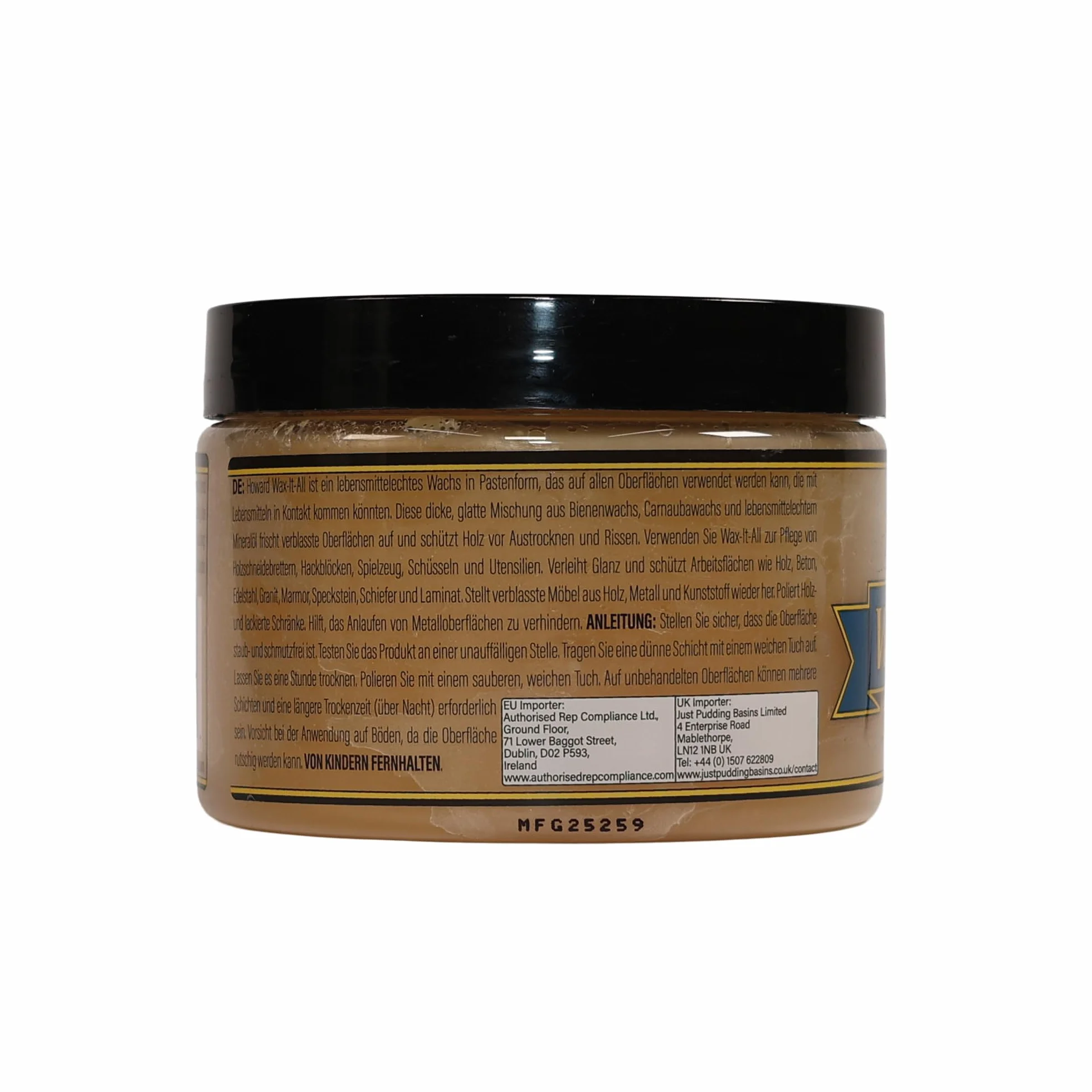 Howard Wax It All - Pasta de cera de abejas de grado alimenticio para madera, piedra, metal, granito, mármol, bloque de carnicero, encimeras y muebles, mezcla de aceite mineral de carnauba, 255 g
