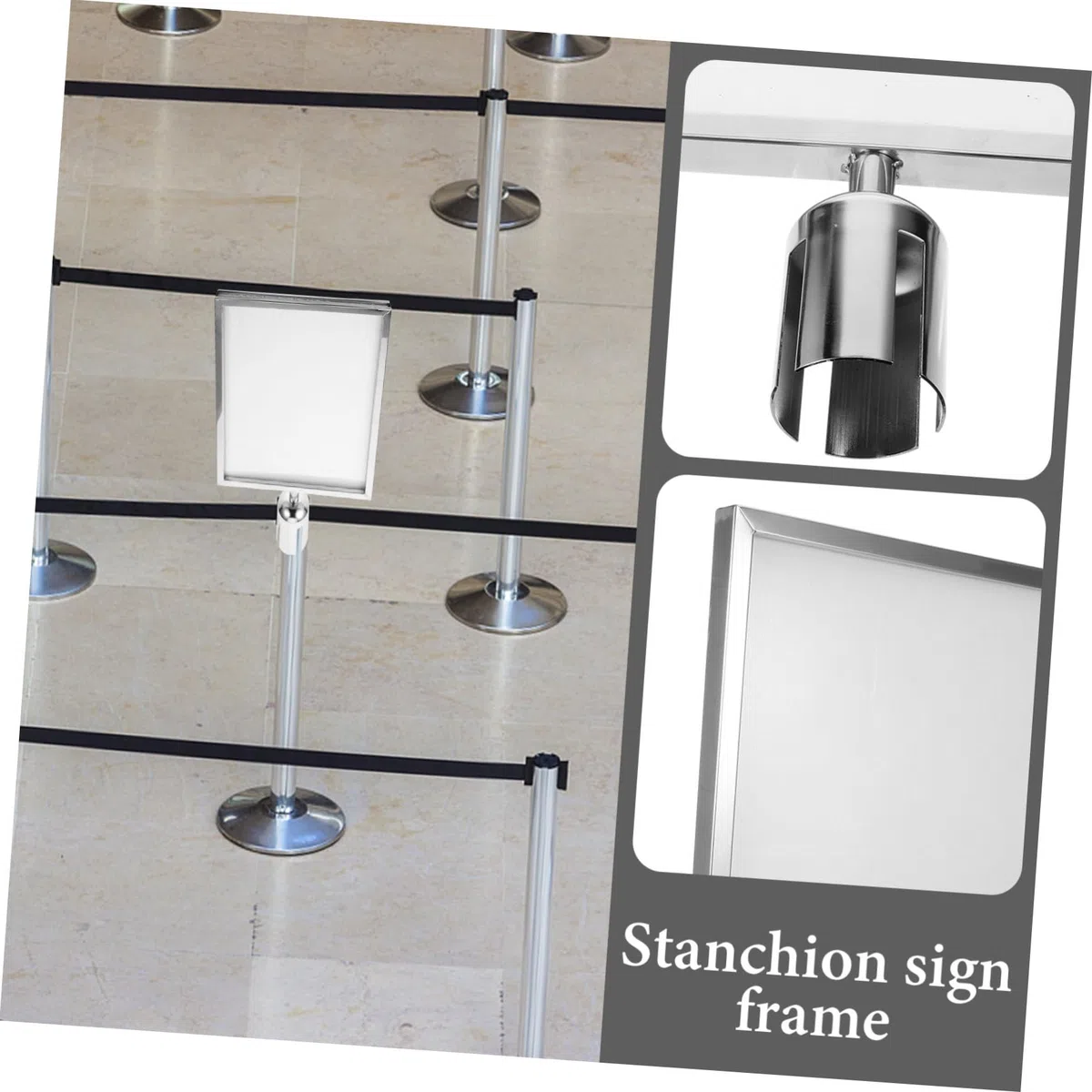 ULTECHNOVO Soporte en Fácil Inoxidable Instalar y de Acero Resistente Letreros Barreras de Seguridad de Plástico para Control de Multitudes Estaciones