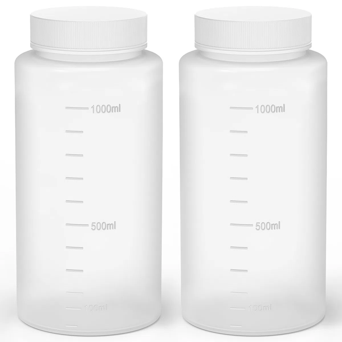 stonylab Botella de Reactivos de Boca Ancha, Tapón de Rosca HDPE, Suministro de Laboratorio, Paquete de 2, Capacidad de 1000 ml, Resistente y Duradera Frente a Productos Químicos