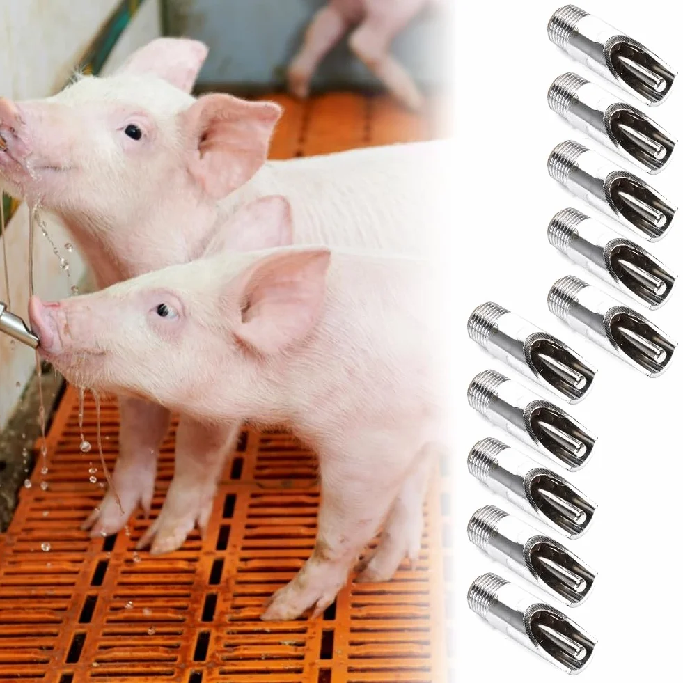 Bebedero Conejo Cerdo, Automáticos Pezones Agua Bebedor Estilo Boca Pig Nipple Waterer Stainless Steel Automatic Piglets Water No Mess Hanging Mount Drinker Sows Drinking Nipples Hog Farm Accessories