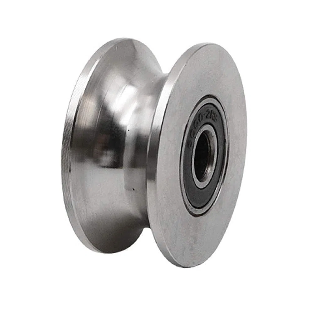 Rueda de puerta resistente de 68 mm/2.7 pulgadas de acero inoxidable 304 Rodillo de puerta deslizante Guía de rodamiento de rueda de polea Carril de riel de riel rígido (ranura en U 68 mm)