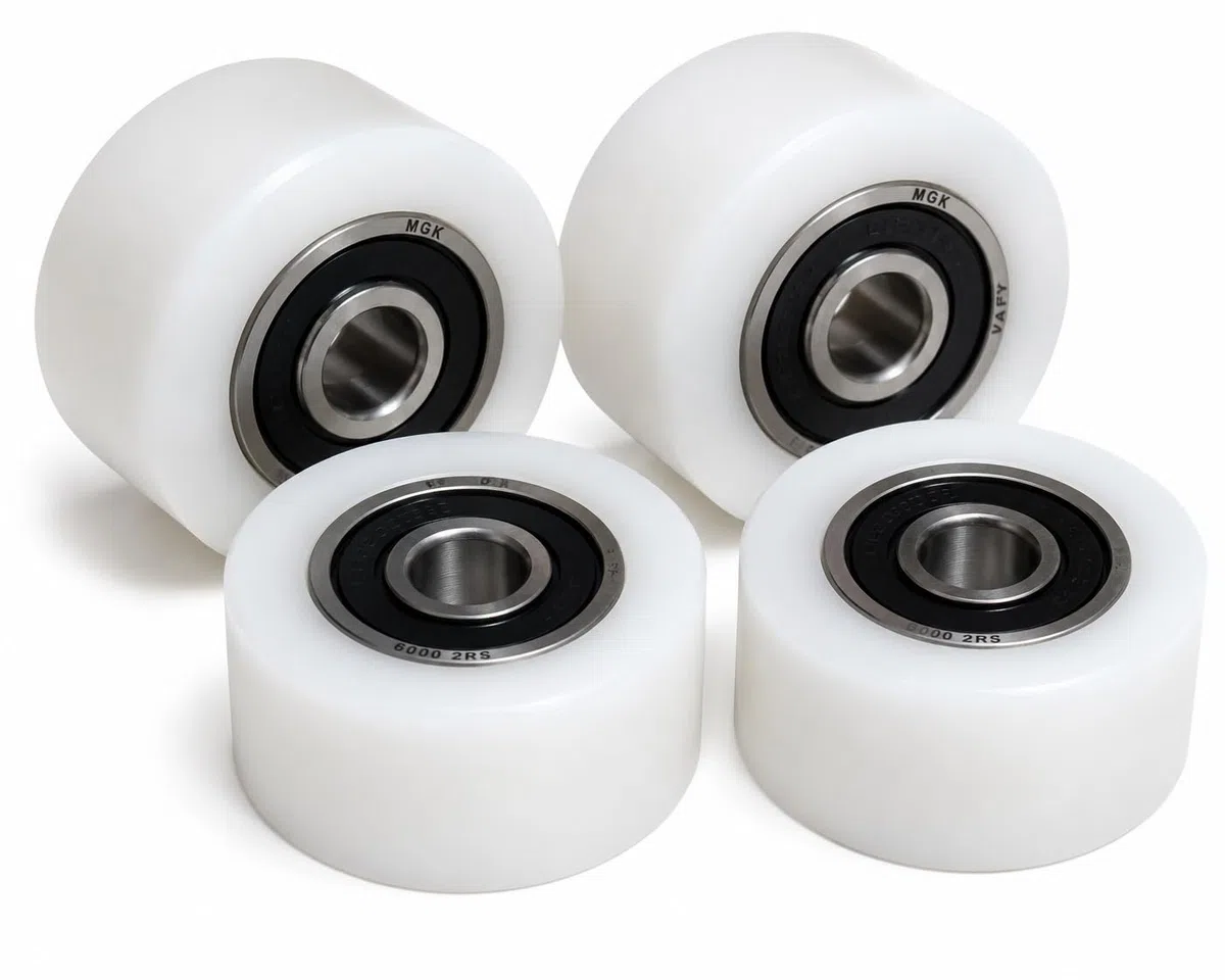 4 ruedas de poliamida de nailon de 40 mm de diámetro y 20 mm de ancho con rodamientos de 10 mm de precisión fabricados en la UE.