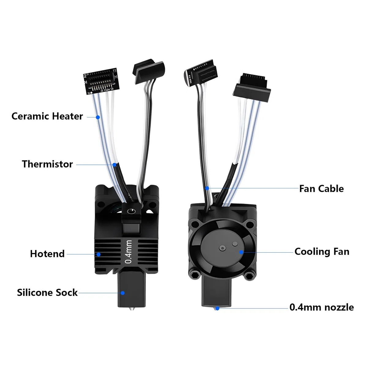 P1S P1P Hotend - Juego completo de cabezales de impresión con calentador de cerámica, termistor, boquilla de acero endurecido de 0,4 mm, Hotend de repuesto para impresora 3D de Bambu Lab P1