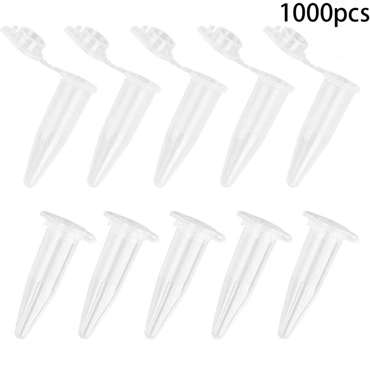 2000 mini tubos centrífugos de 1,5 ml de plástico transparente raduado con tapa a presión