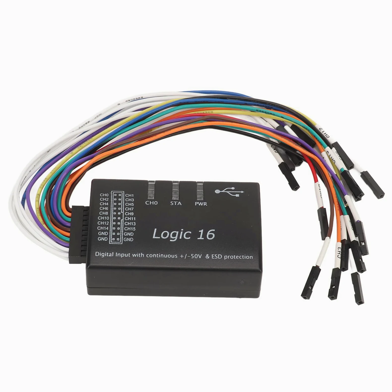 Logic Analyzer USB, Tasa de Muestreo de 16 Canales de 100m, Protección de ESD, para el Software LOGIC2