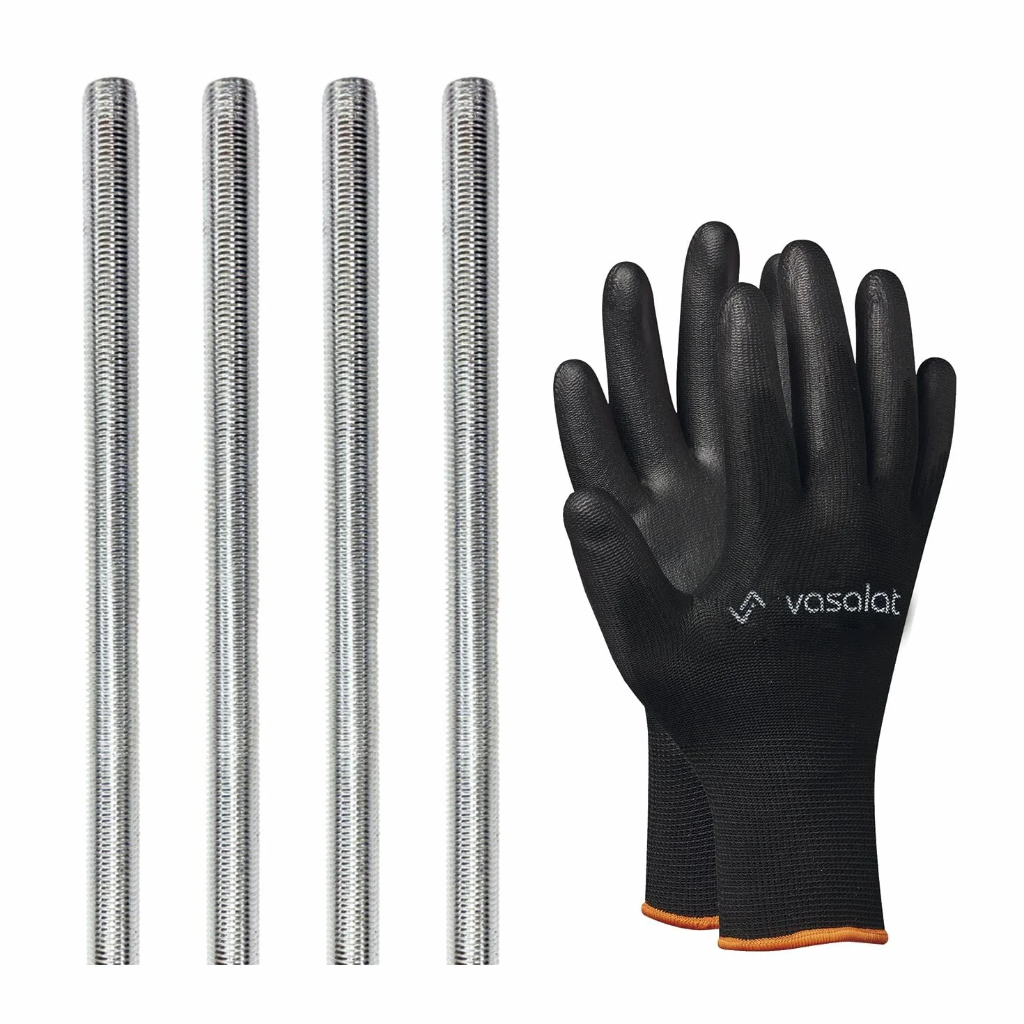 vasalat Varilla roscada M4 1000 mm galvanizada, clase de resistencia 8.8, varilla roscada con rosca exterior DIN 976, barra de metal de alta calidad con rosca – 4 unidades