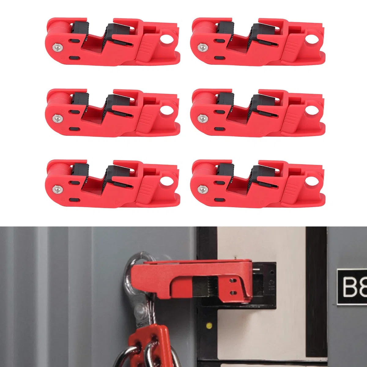 Dispositivo de Bloqueo de Disyuntor de 6 Piezas, Dispositivo de Bloqueo de Disyuntor Universal para Fijación de Equipos Industriales, Dispositivo de Bloqueo del Kit de Etiquetado